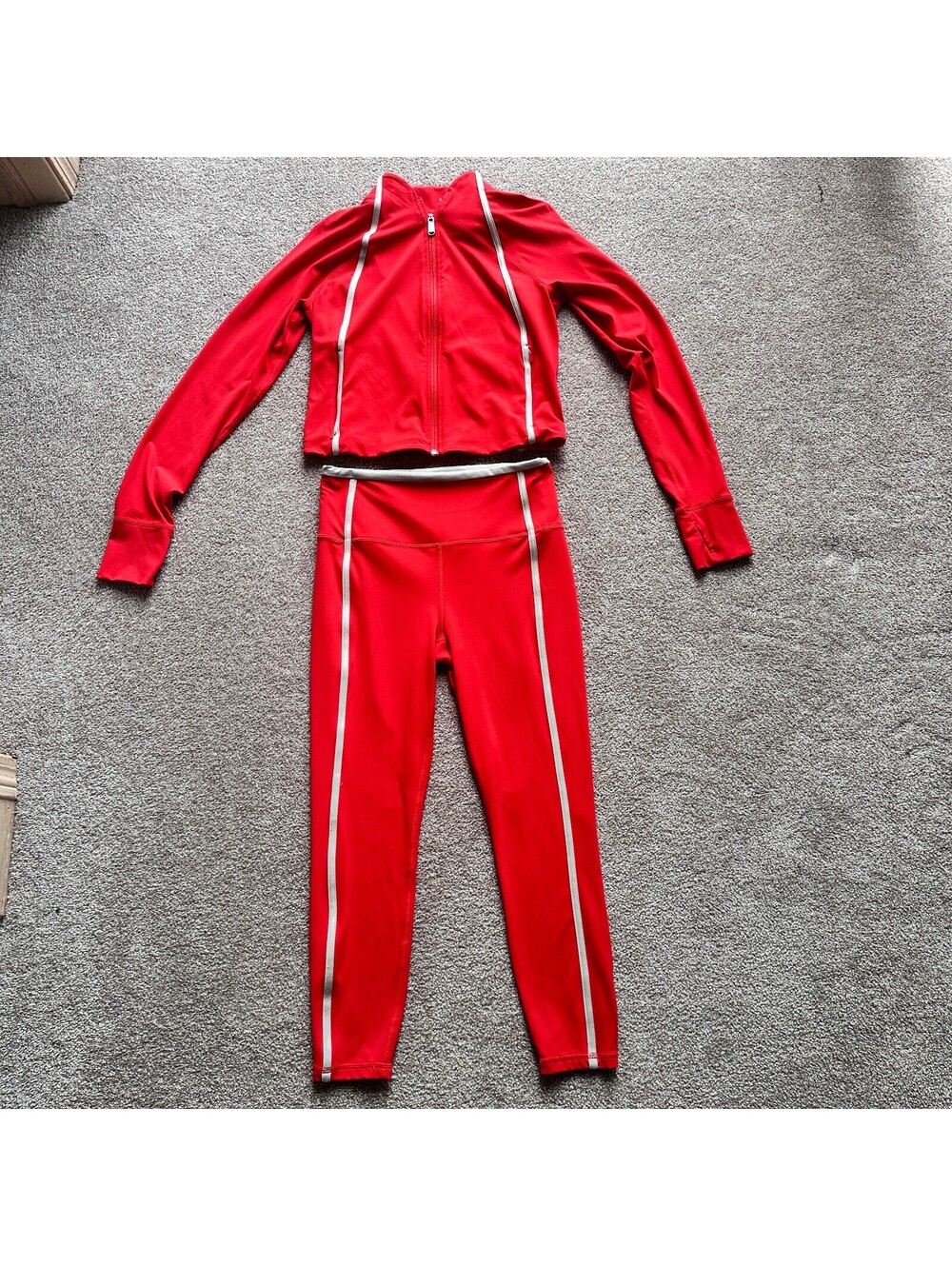 Athleta Red Ultra High Rise Elation 7/8 Legging and Jacket Set Medium